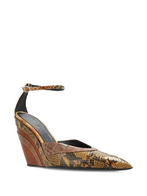 Marni 110mm snakeskin-panel wedge trainers - Brown