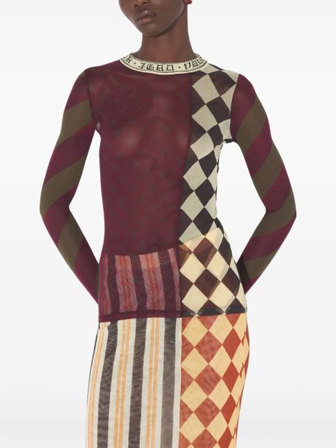 Jean Paul Gaultier patchwork long-sleeves Top - Red