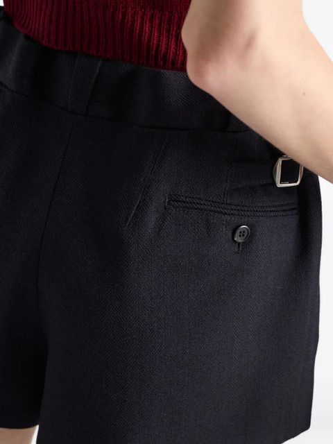 Prada pleated buttoned shorts - Blue