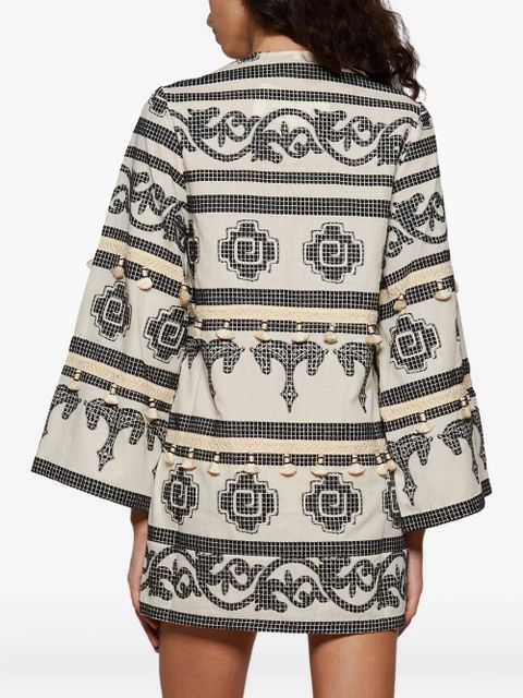 Johanna Ortiz Temple embroidered-tassels tunic - Neutrals