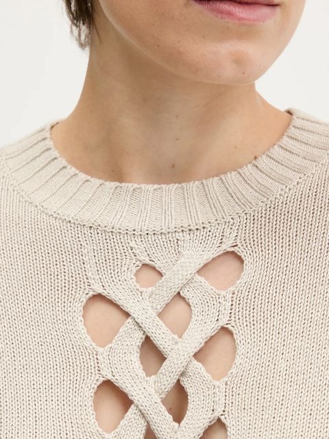 Sisley sweter damski kolor beżowy lekki 1XGYM106I