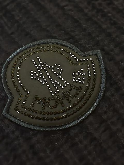 Moncler ribbed logo-plaque scarf - Black - zdjęcie produktu nr 2