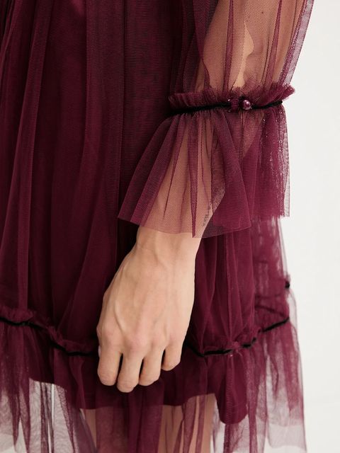 Answear.LAB sukienka kolor bordowy mini rozkloszowana