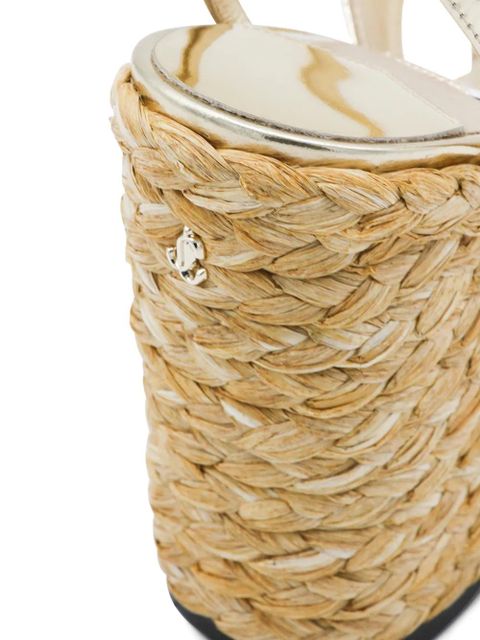 Jimmy Choo Ayla metallic-straps heeled espadrilles - Gold