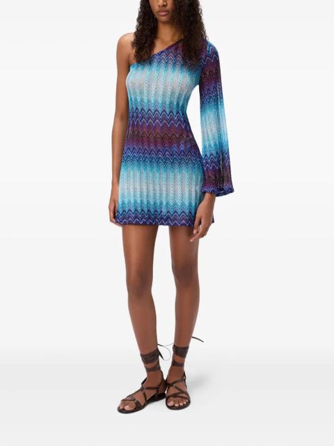 Missoni patterned one-shoulder mini dress - Blue