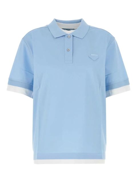 Prada piquet cotton polo shirt - Blue - zdjęcie produktu nr 2