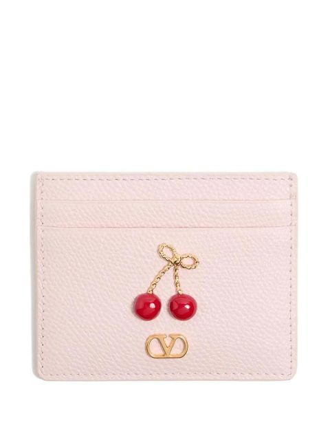 Valentino Garavani cherryfic-embellished leather cardholder - Pink - zdjęcie produktu nr 1