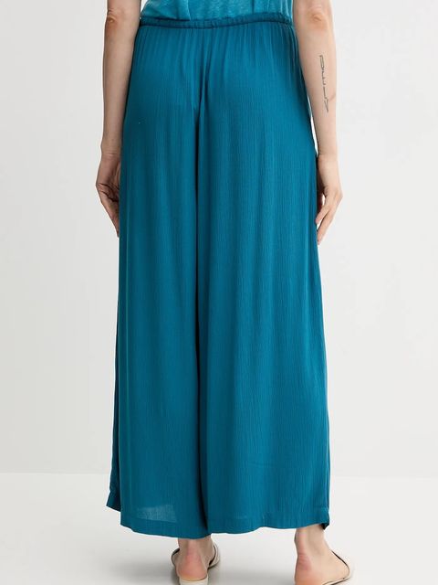 United Colors of Benetton spodnie damskie kolor turkusowy szerokie high waist 4VW95F00C