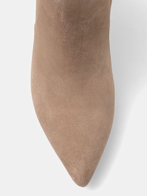 Twinset kozaki zamszowe damskie kolor beżowy na słupku 252TGT162