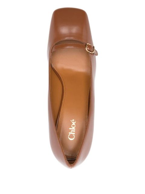 Chloé 75mm Janis buckle-detail flared pumps - Brown - zdjęcie produktu nr 2