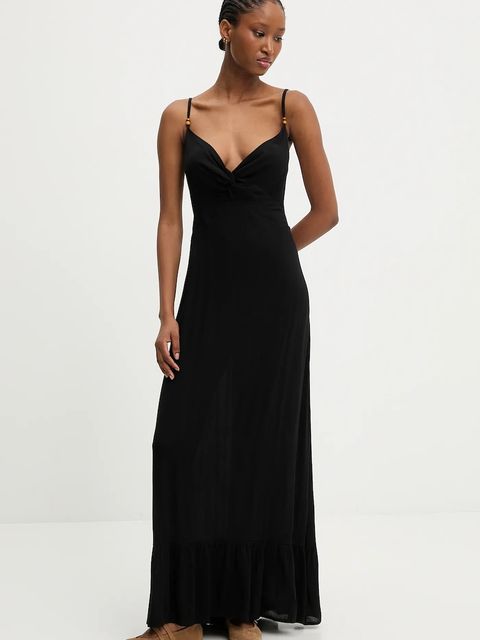 Answear.LAB sukienka bawełniana kolor czarny maxi rozkloszowana - zdjęcie produktu nr 1