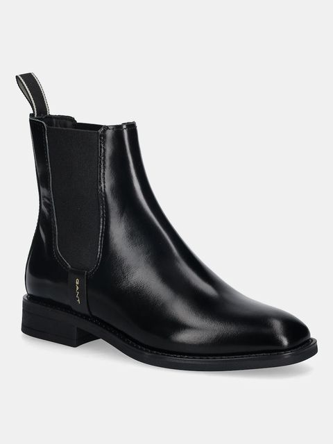 Gant botki skórzane Fayy damskie kolor czarny na płaskim obcasie 31551126 - zdjęcie produktu nr 1