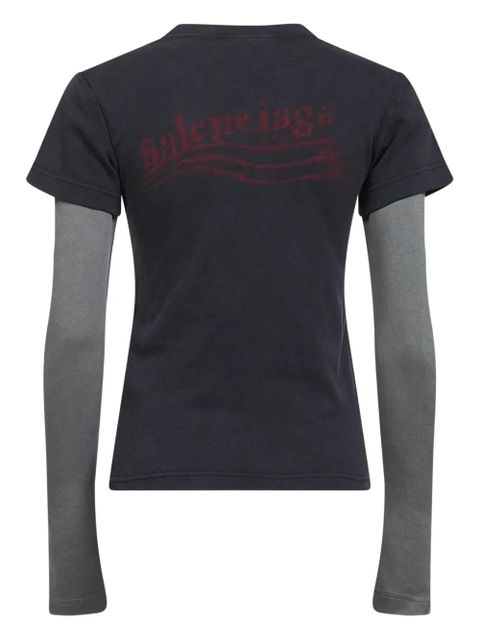 Balenciaga Trompe-l'oeil cotton T-shirt - Black - zdjęcie produktu nr 2