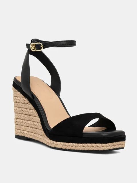 Tommy Hilfiger sandały skórzane LEATHER & SUEDE HIGH WEDGE ESPAD kolor czarny FW0FW08803 - zdjęcie produktu nr 1