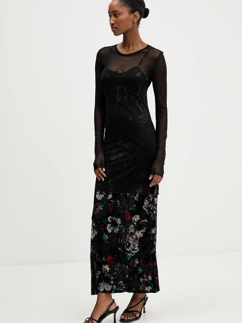 Desigual sukienka CASSIDY kolor czarny maxi dopasowana 25WWVK11 - zdjęcie produktu nr 1