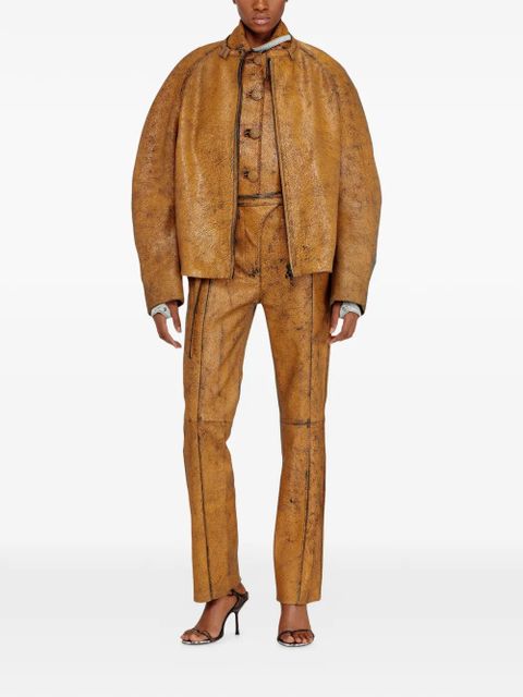 Diesel L-Croc leather trousers - Brown - zdjęcie produktu nr 2