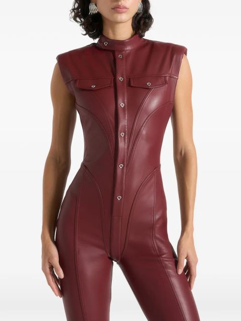Manière De Voir Annette flared faux-leather jumpsuit - zdjęcie produktu nr 1