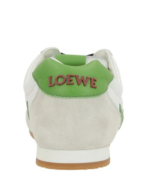 LOEWE enamelled charm asymmetric sneakers - White