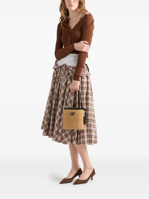 Prada wicker and leather bucket bag - Neutrals - zdjęcie produktu nr 2