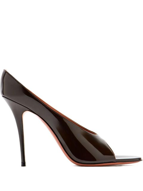 Amina Muaddi Anok patent peep toe pumps - Brown - zdjęcie produktu nr 1