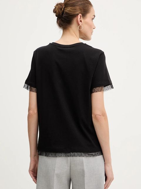 Twinset t-shirt bawełniany damski kolor czarny 252TT231A