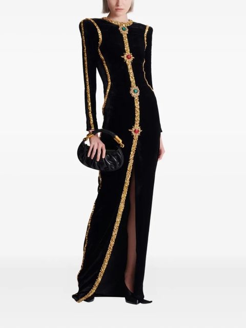 Balmain embellished velvet maxi dress - Black - zdjęcie produktu nr 2