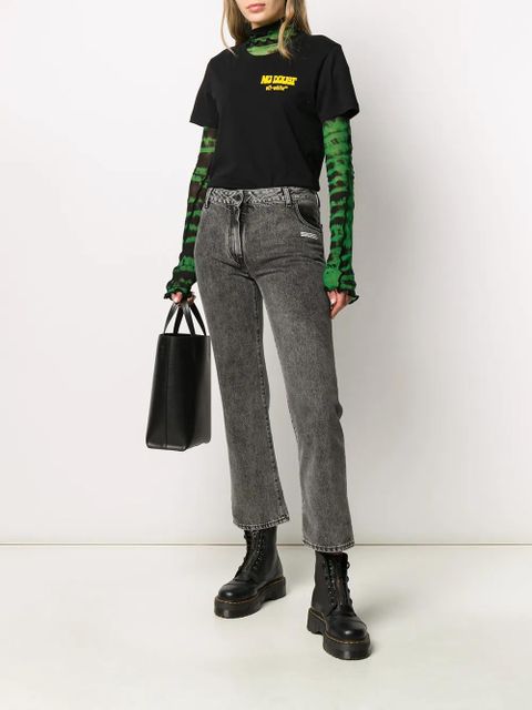 Off-White cropped leg mid-rise jeans - Black