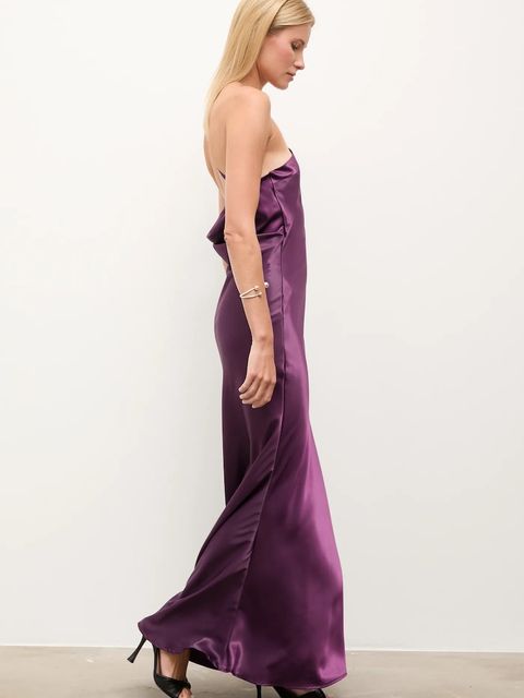 Answear.LAB sukienka kolor fioletowy maxi rozkloszowana