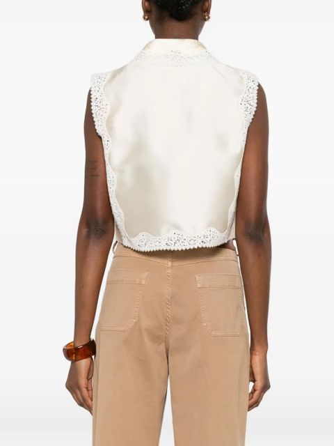 SANDRO lace-panel shirt - Neutrals