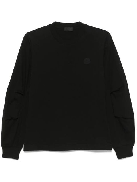 Moncler pleated-sleeve cotton T-Shirt - Black - zdjęcie produktu nr 1