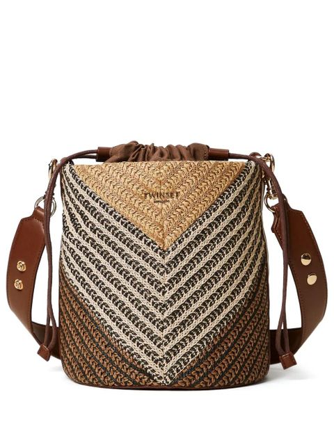 TWINSET straw patterned bucket bag - Brown - zdjęcie produktu nr 1