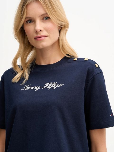 Tommy Hilfiger t-shirt bawełniany damski kolor granatowy WW0WW47819