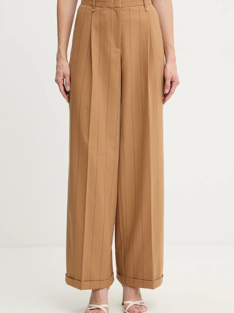 MAX&Co. spodnie damskie kolor brązowy proste high waist 2526136053200 - zdjęcie produktu nr 1