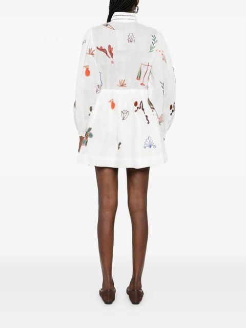 ALEMAIS x LRNCE Mina floral-embellishment mini dress - White