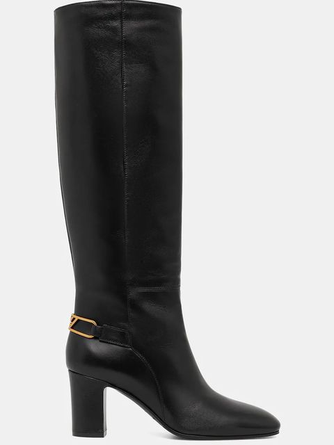 Emporio Armani kozaki skórzane damskie kolor czarny na słupku EW002915 AF14915 UC001 - zdjęcie produktu nr 2