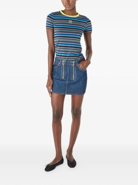 Marine Serre Deadstock moon-logo striped cotton T-shirt - Blue - zdjęcie produktu nr 2