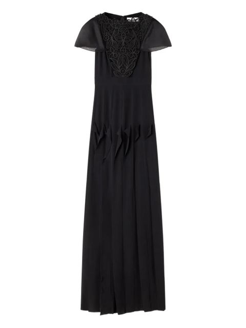 Lanvin lace-detail pleated maxi dress - Black - zdjęcie produktu nr 1