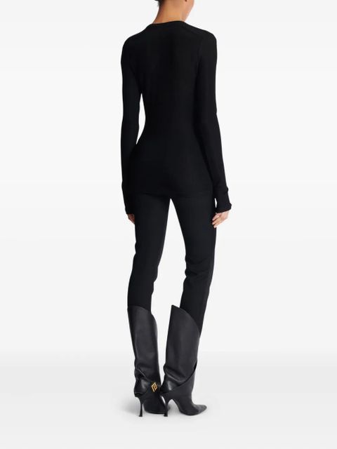 Balmain long-sleeved lace-up top - Black