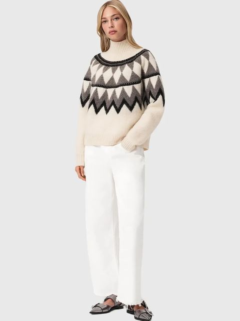 AllSaints sweter z dodatkiem wełny TARA damski kolor brązowy ciepły z golfem W086KB