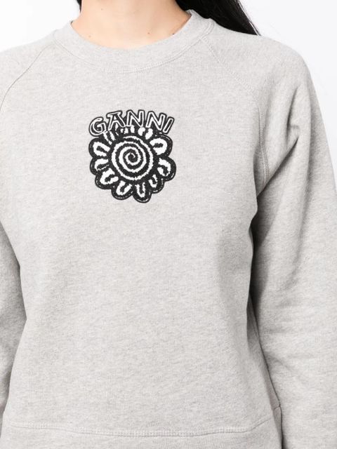 GANNI logo-print cotton sweatshirt - Grey