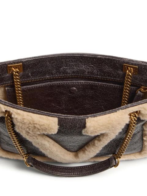 Valentino Garavani small Viva Superstar shearling tote bag - Brown - zdjęcie produktu nr 2