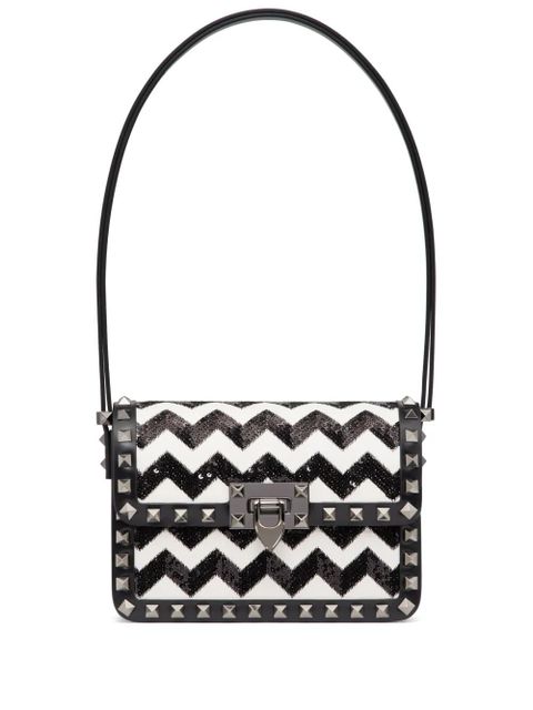 Valentino Garavani small Rockstud23 embroidered shoulder bag - Black - zdjęcie produktu nr 1