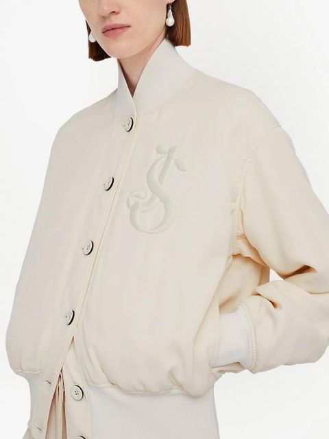 Jil Sander appliqué-logo bomber jacket - White