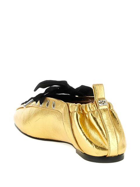 GANNI lace-up ballet flats - Gold - zdjęcie produktu nr 2