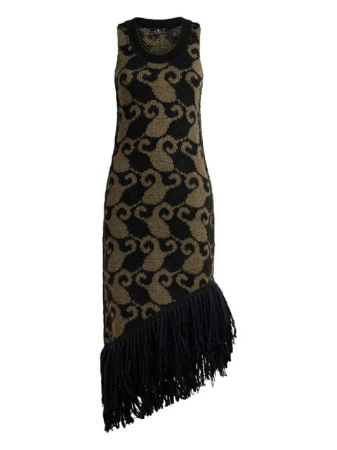 ETRO paisley jacquard fringe midi dress - Black - zdjęcie produktu nr 1