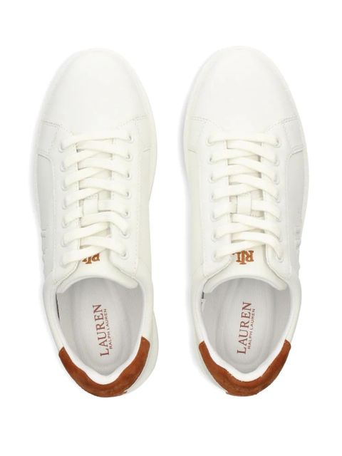 Lauren Ralph Lauren logo-embroidered leather sneakers - White