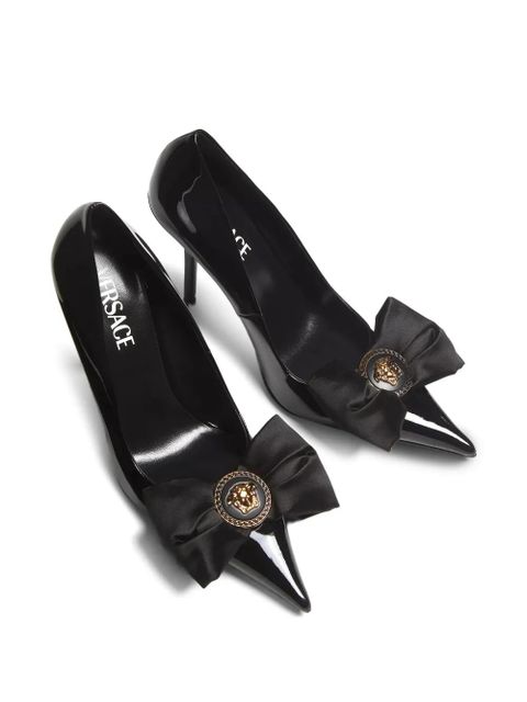 Versace bow medallion pumps - Black