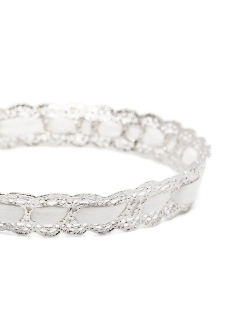 SHUSHU/TONG x Yvmin bow-detail lace-trim necklace - Silver