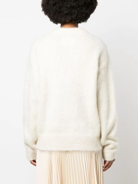 Jil Sander logo-embroidered chunky-knit jumper - White