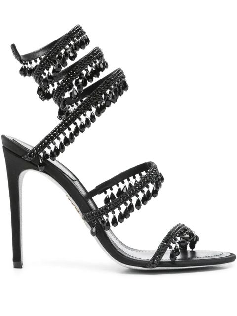 René Caovilla 110mm beaded-embellished stiletto sandals - Black - zdjęcie produktu nr 1